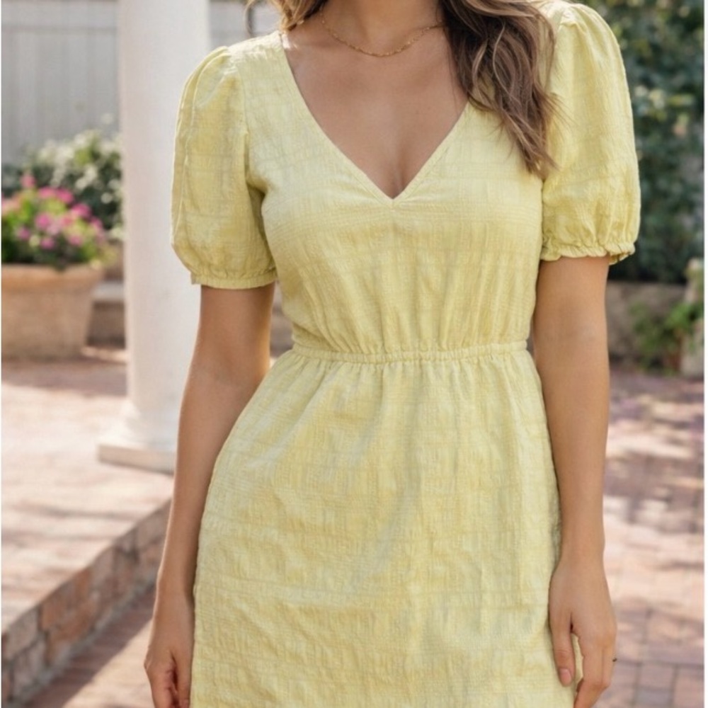Chic Lime Puff Sleeve Mini Dress